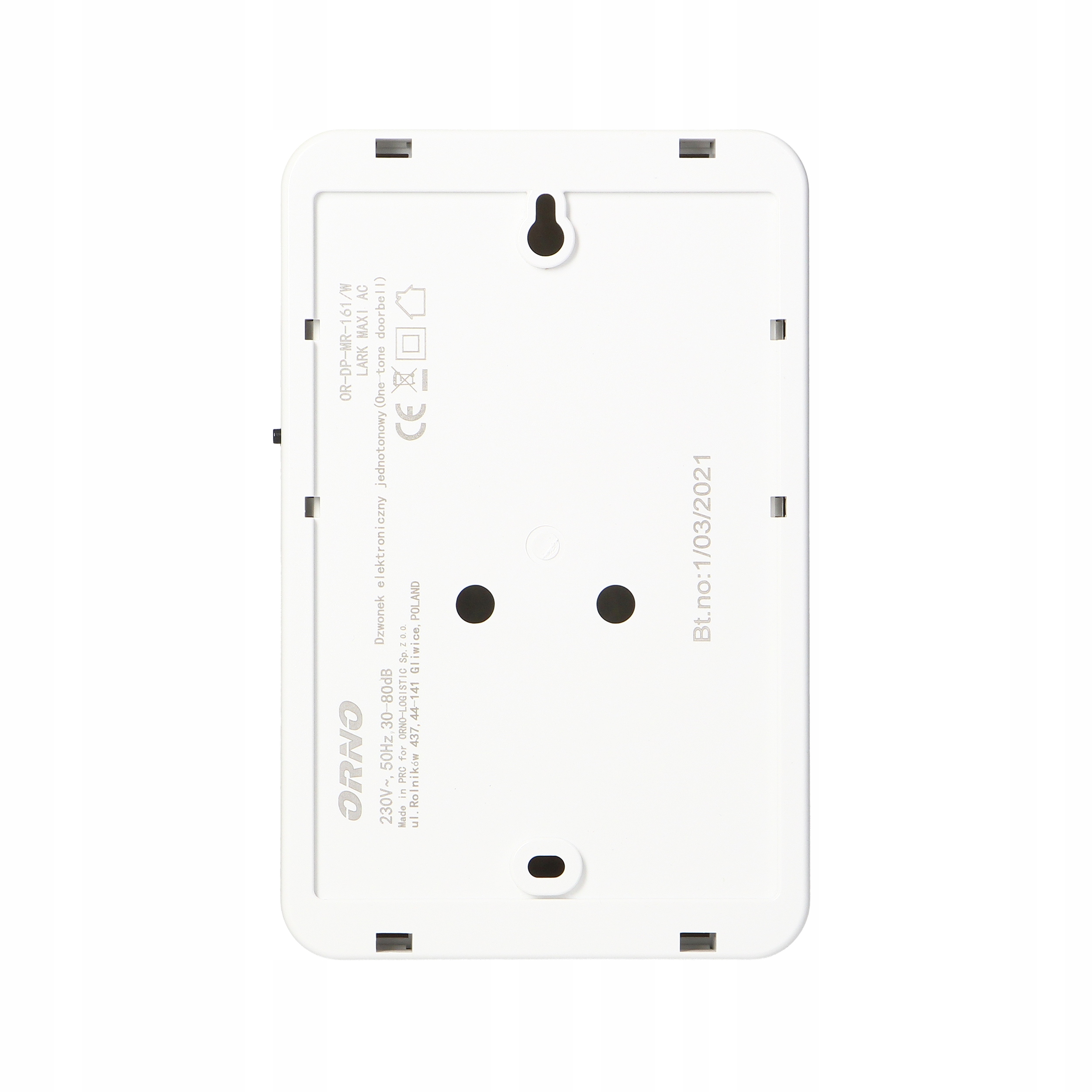 DZWONEK PRZEWODOWY DO DRZWI 230V REGULACJA 30-85dB Rodzaj przewodowe