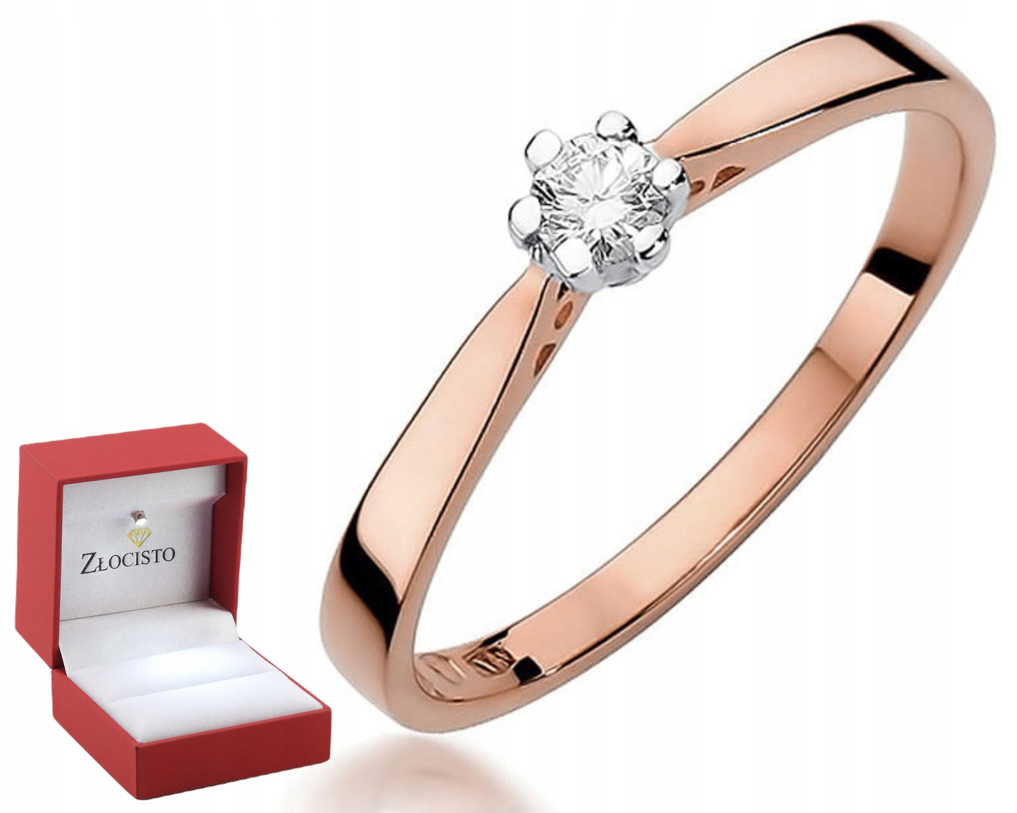 Prstýnek s briliantem Růžové Zlato 585 Gravírování