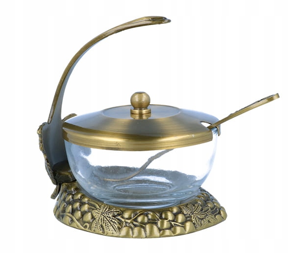 

Cukiernica z łyżeczką mosiądz metal plater