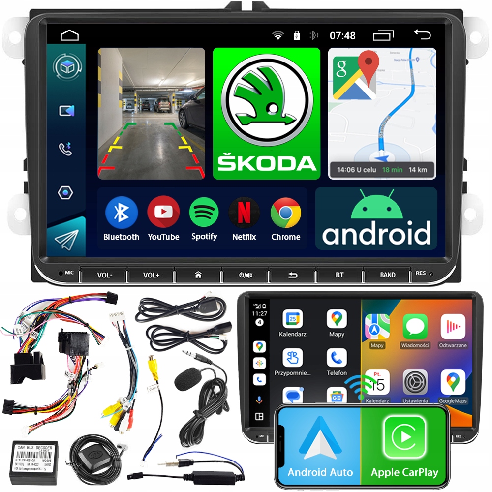 Rádio Navigácia Ncs RS-405 Android Skoda Rapid 2012 Bluetooth 2DIN