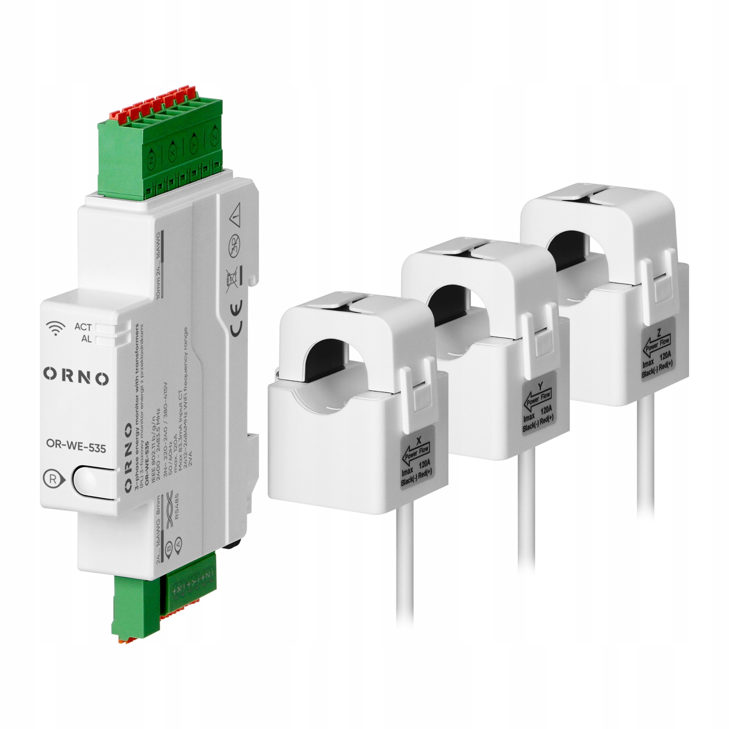 3-fázový monitor energie s prevodníkmi 120A, 230/400V, Tuya Smart Wi-Fi