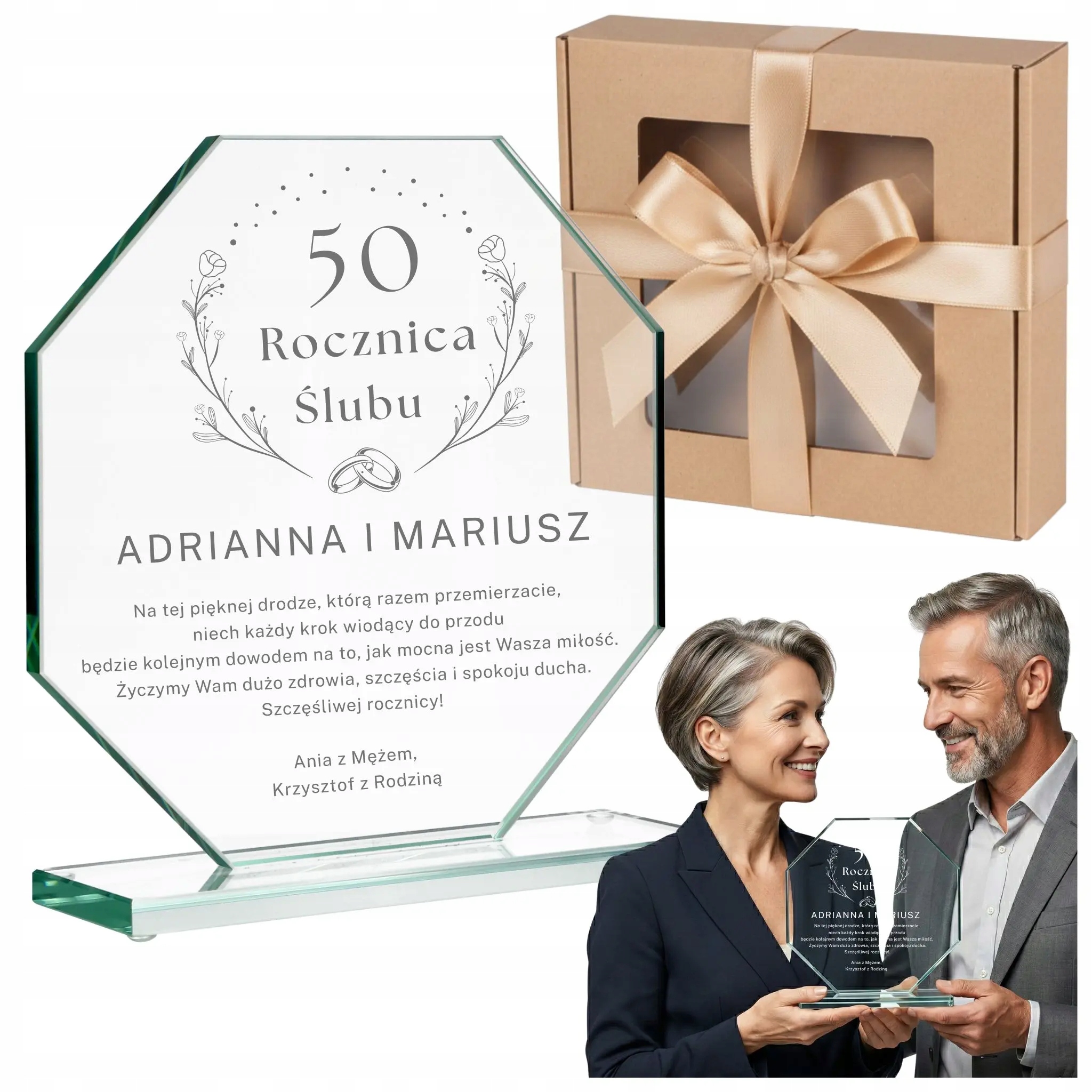 Dárek K Výročí Svatby 50 40 30 25 Soška S Gravírováním Jubileum Sklo