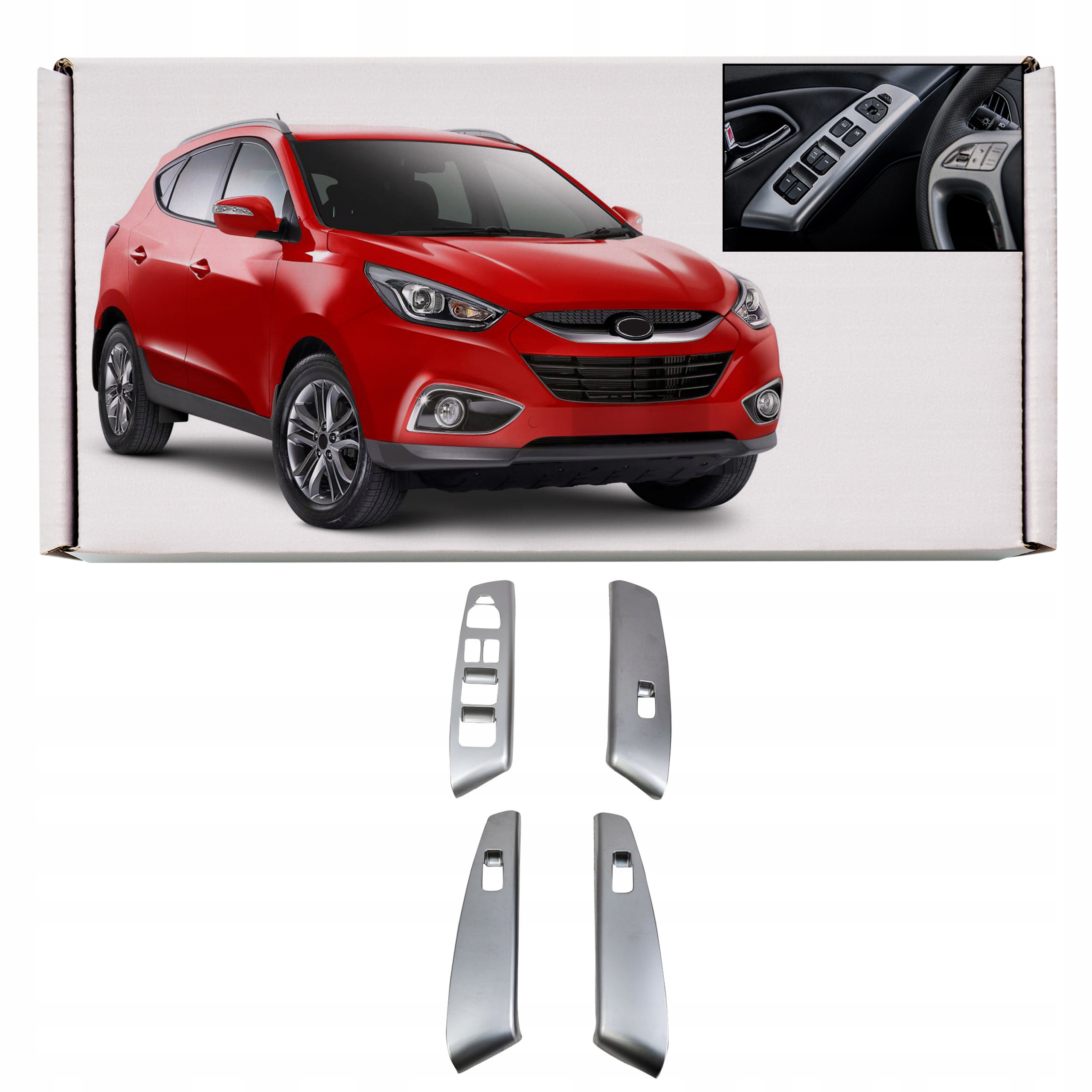 Hyundai ix35 2010-2015 Ozdobne Ramki Przełączników Szyb