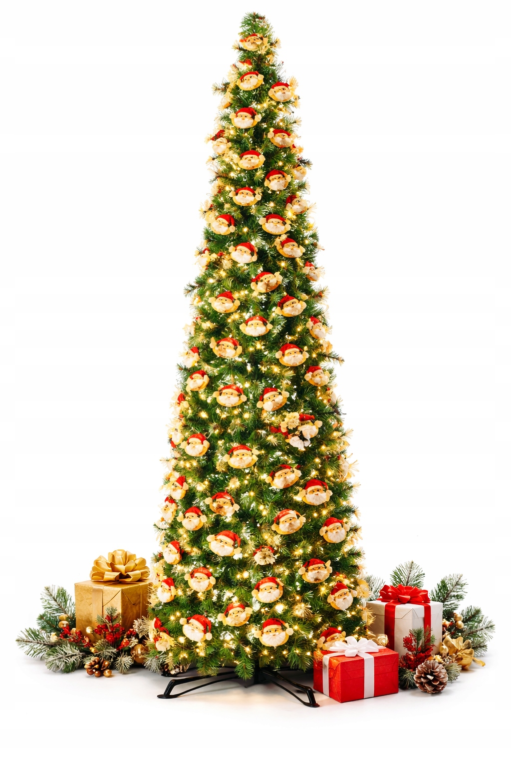 Vánoční stromek Tinsel 150 cm Štíhlý Zeleno Červený s lamety Dekorace