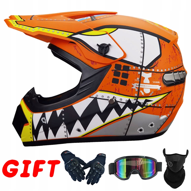 OFF-ROAD ENDURO MOTOCYKLOWY KASK MOTOCROSS RĘKAWICZKI MASKA GOGLE Rodzaj lakieru matowy