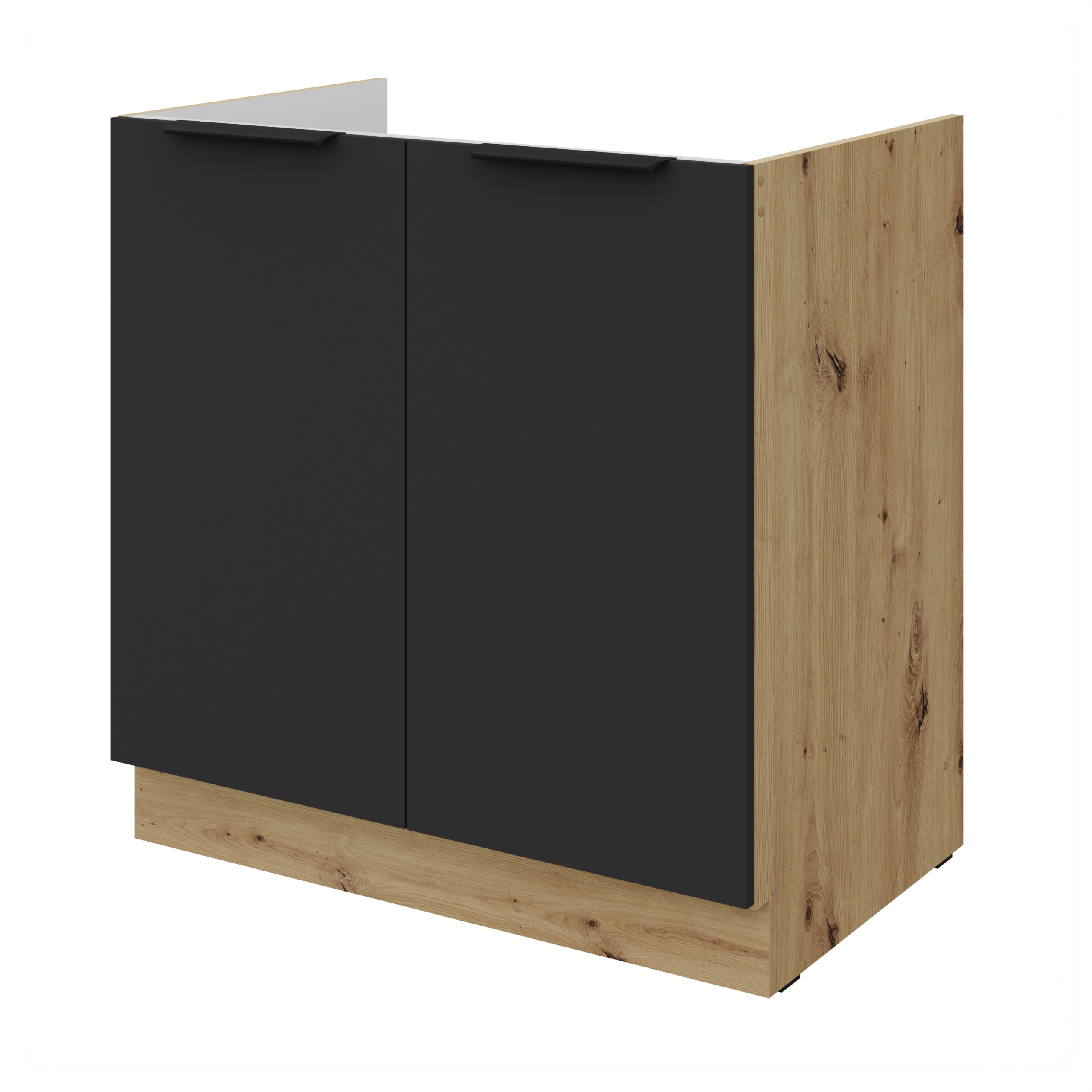 Skříňka pod dřez 80 cm černá matná dub artisan Anti-Fingerprint