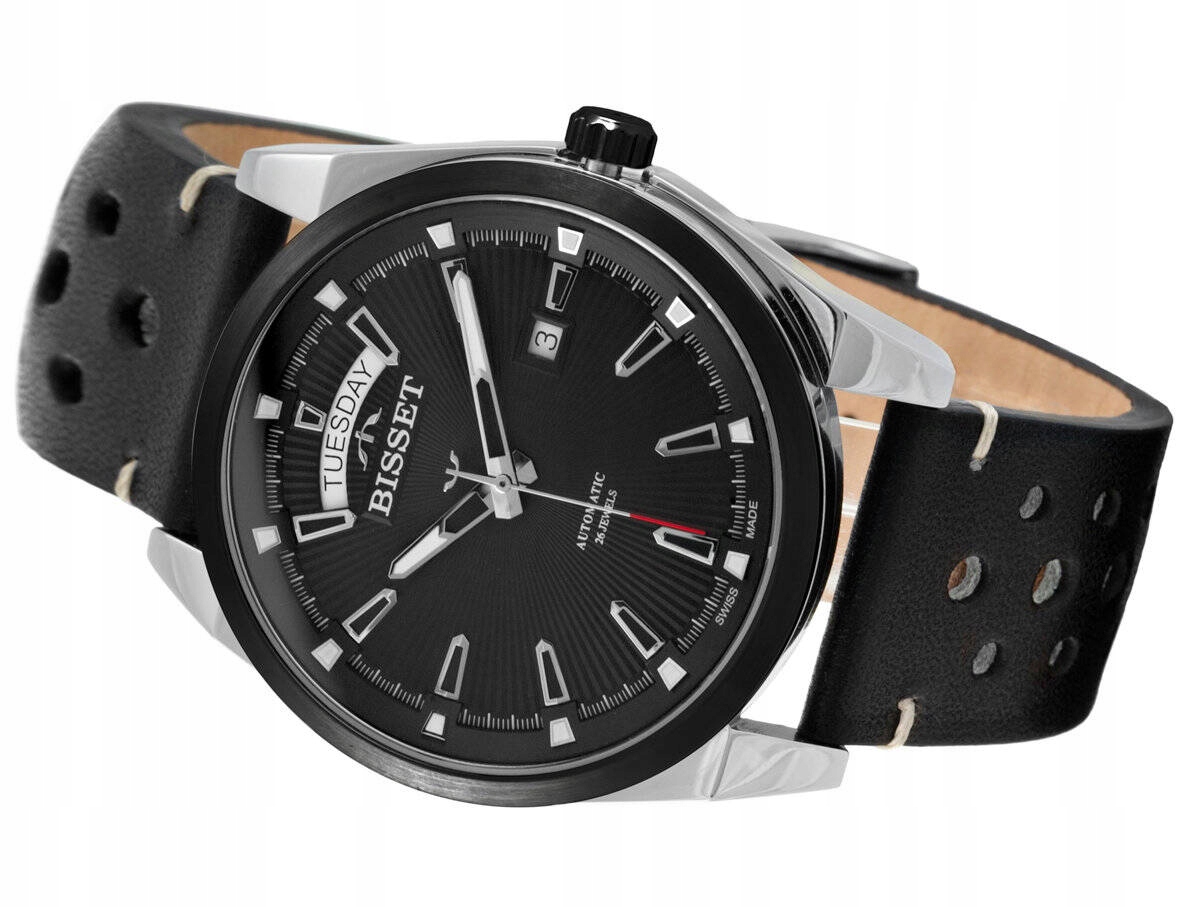 Elegantní Pánské Švýcarské Hodinky Bisset Bscf 39 Stříbrné, Automatické