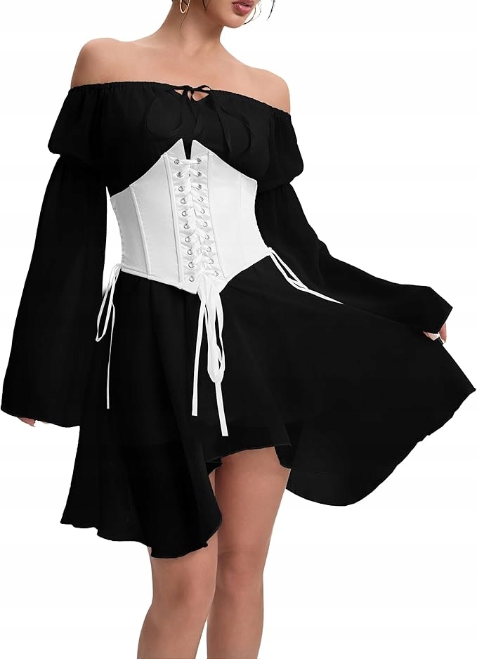 Dámský kostým pirátky Šaty Chiffon Korzet Off-Shoulder 2-dílná XL
