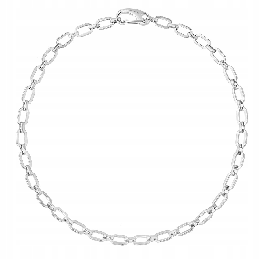 Srebrny naszyjnik damski łańcuch z dużymi prostokątnymi ogniwami stal