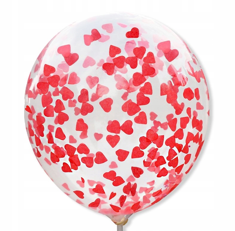 

Balony z Konfetti Czerwone Serca 30cm -- 10szt