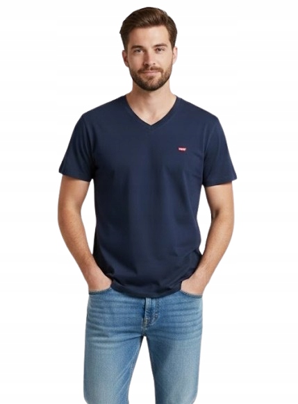 Levi's Tričko Original Standard Fit L tmavě modrá v-neck serek