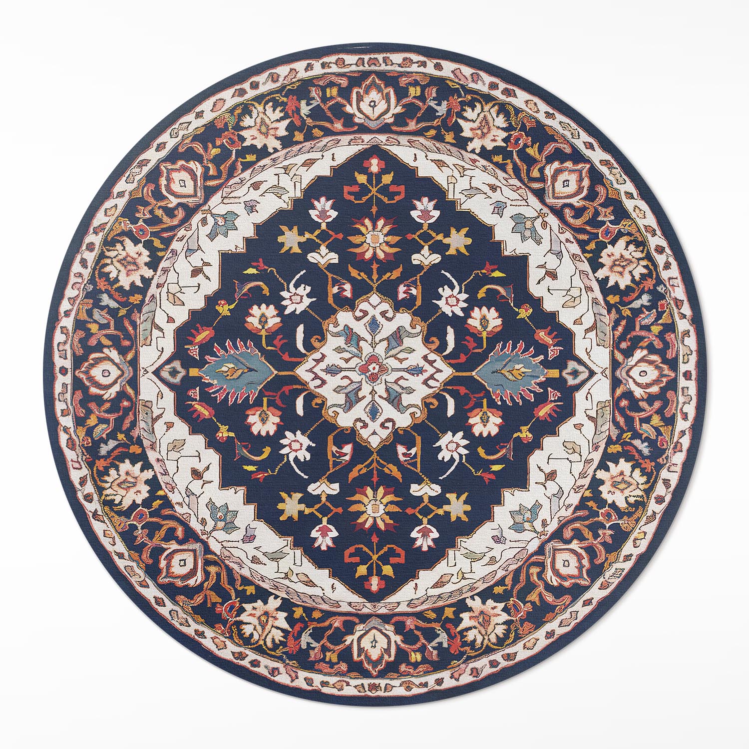 Okrúhly vinylový koberec Elegantný turecký vintage dekoratívny vzor ⌀ 130 cm