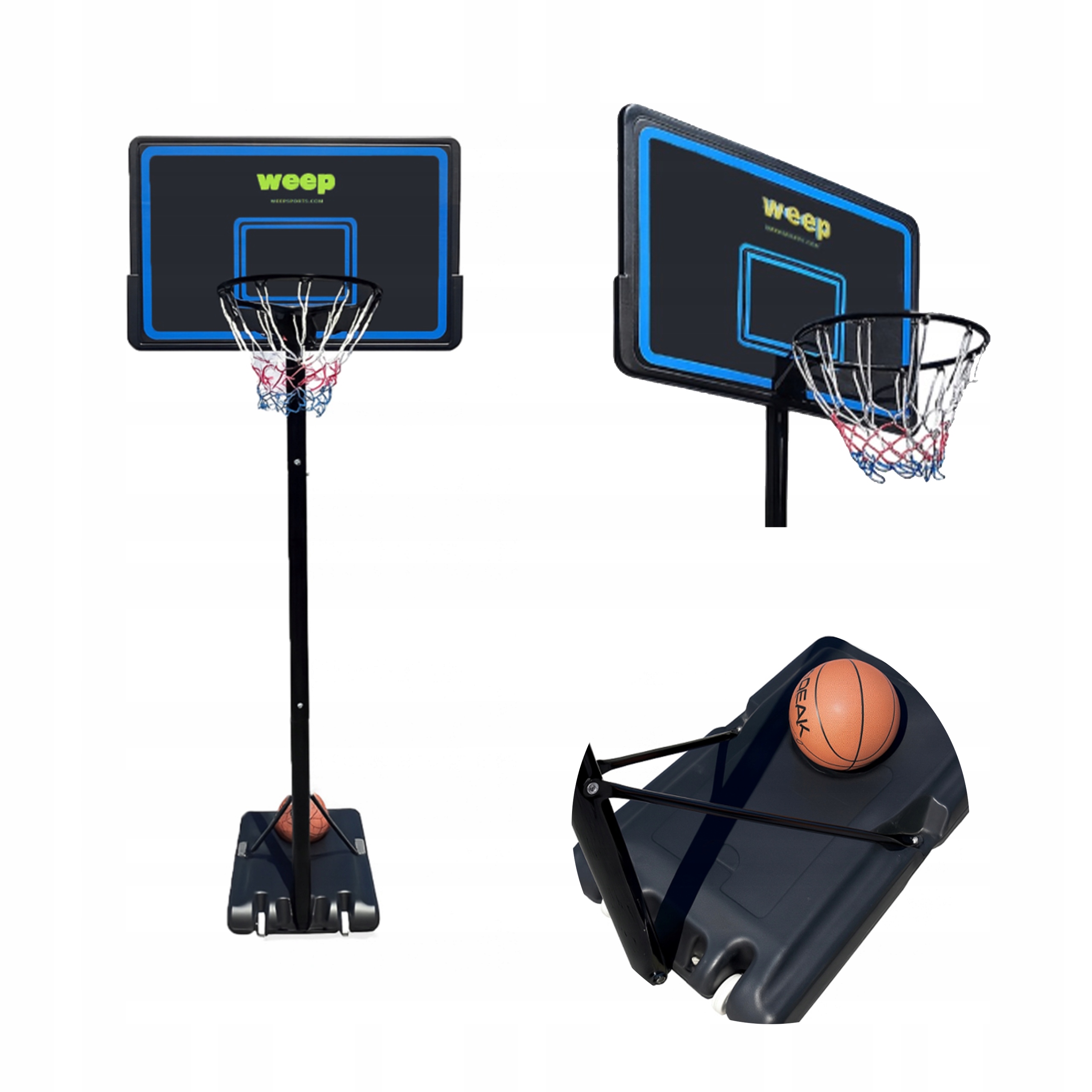 Zestaw do koszykówki kosz Weep M016 regulowany 230-305 cm stabilny kółka