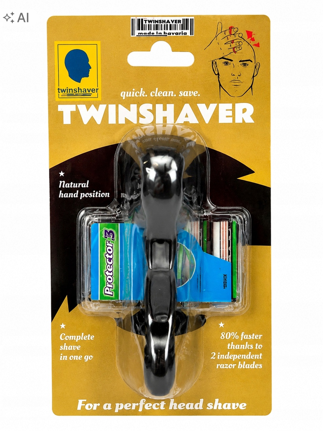 Twinshaver Maszynka Do Golenia Głowy Podwójne Ostrza Wkłady