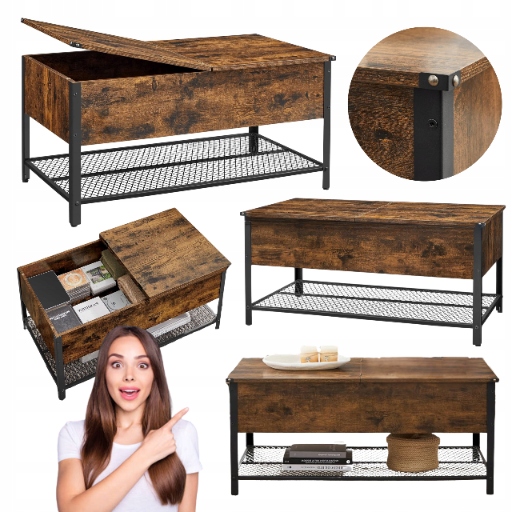 Pomocný stolík s rozkladacou doskou Lavica Loft Industriálna do obývačky