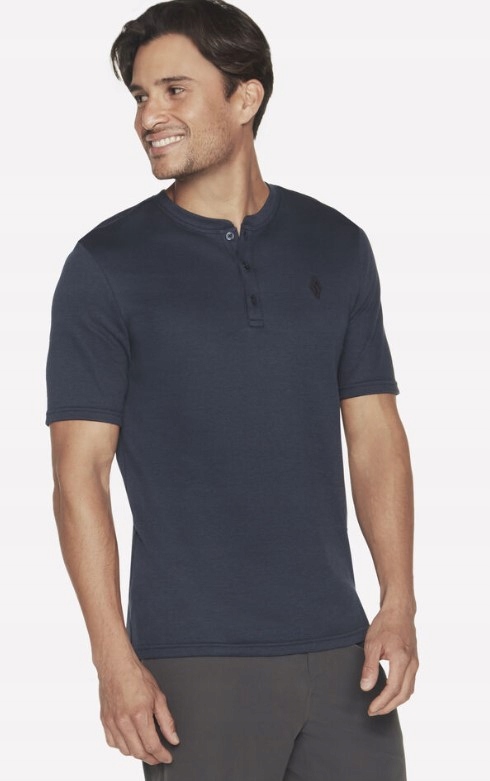 Tričko pánské Skechers Goknit Pique S/s Henley tmavě modré vel M