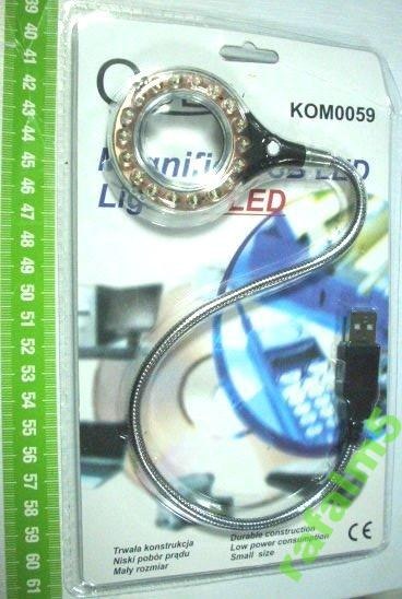LAMPKA DIODOWA USB LED 18Led + LUPA