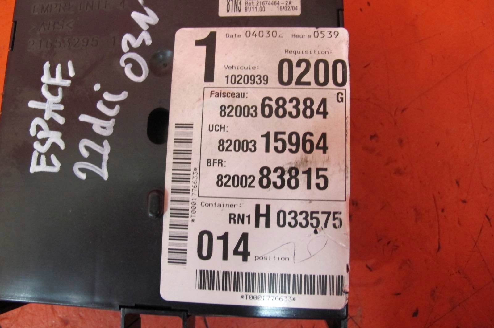 RENAULT ESPACE module control unit compartment UCH 8200315964