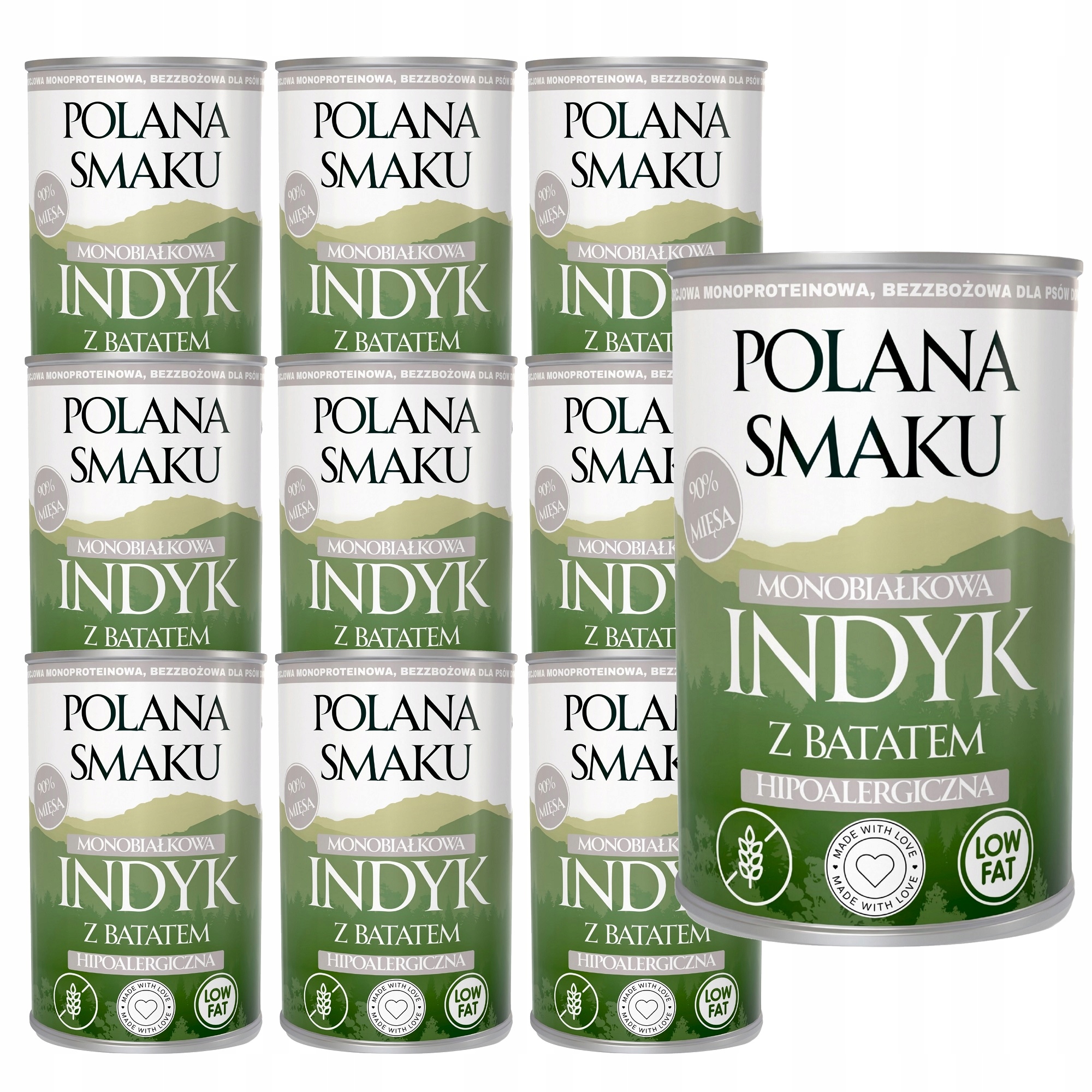 Polana Smaku Karma Dla Dorosłych Psów Mokra Indyk Z Batatem Puszka 10x400g