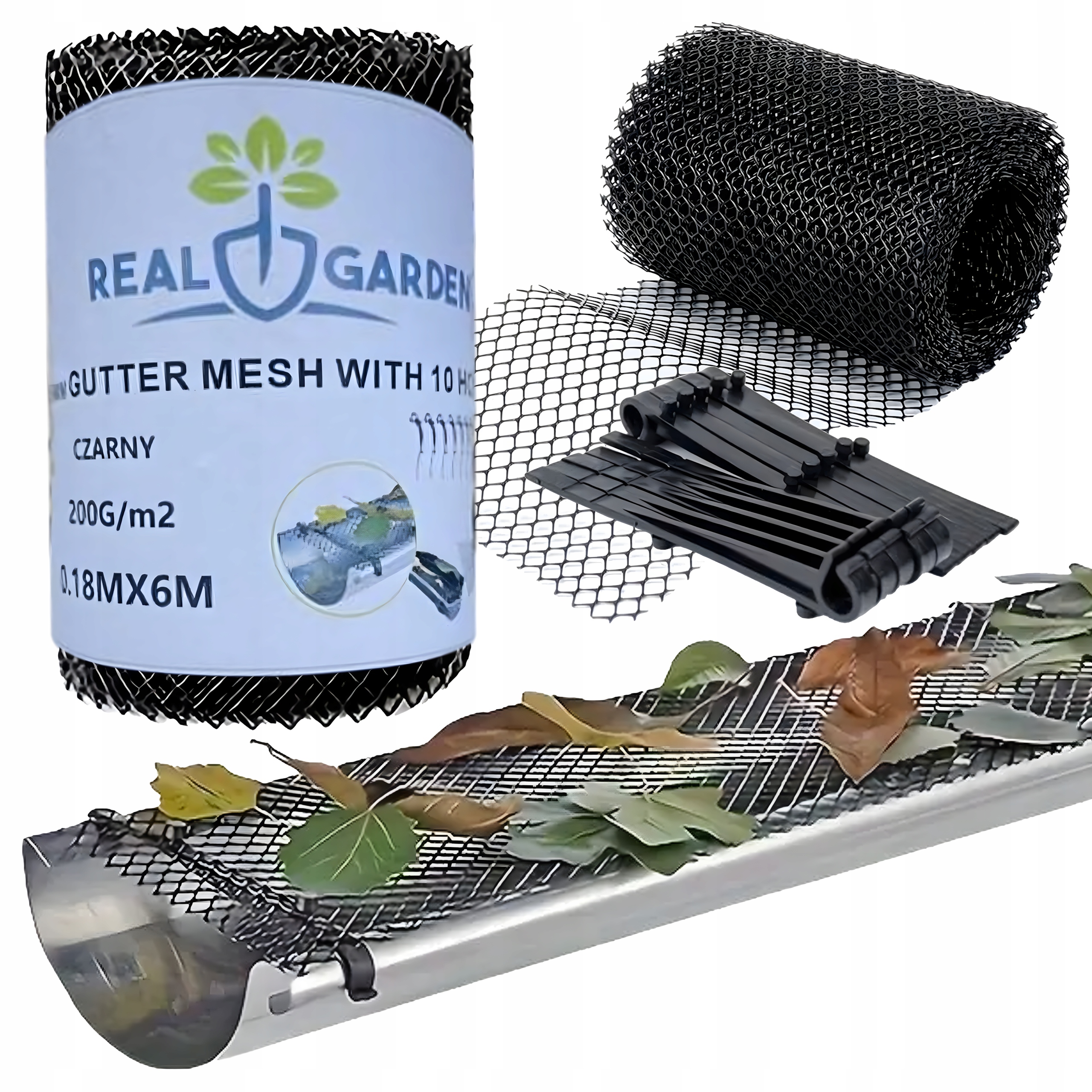 SIATKA OCHRONA NA RYNNY PRZECIW ZANIECZYSZCZENIOM LIŚCIOM 0,18X6M KLIPSY Stan opakowania oryginalne