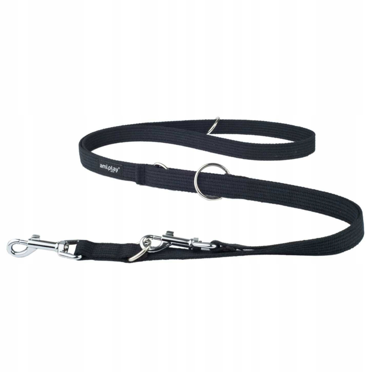 

amiplay Smycz Bawełna Cotton 6w1 M 1-2m/2cm Czarny
