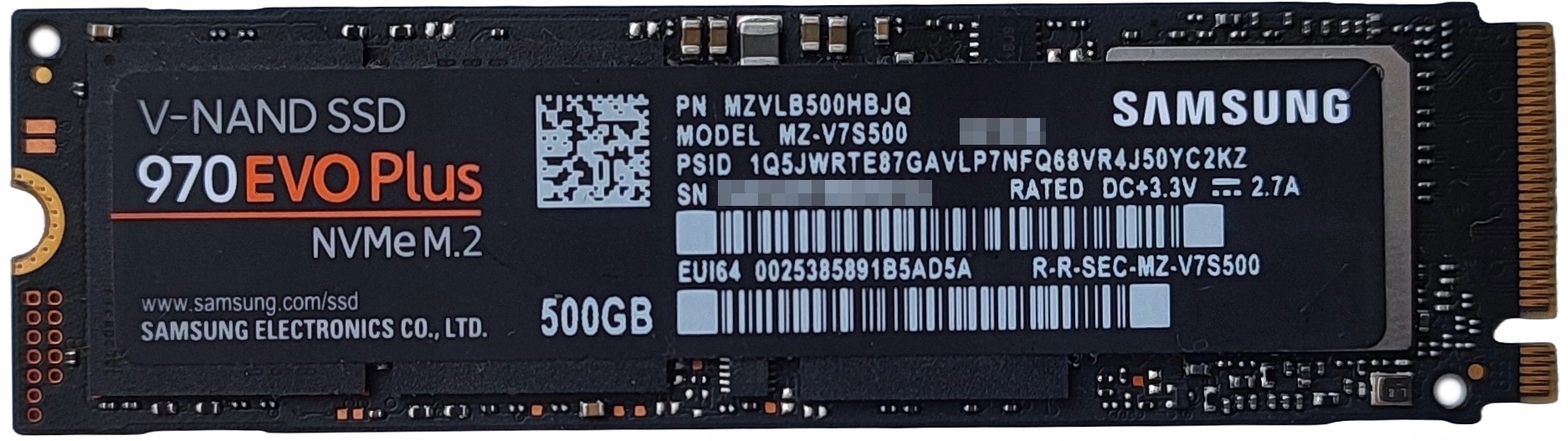 M.2 PCIe Ssd disk Samsung 500GB 970 Evo Plus (MZ-V7S500) 3500/3200MB/s