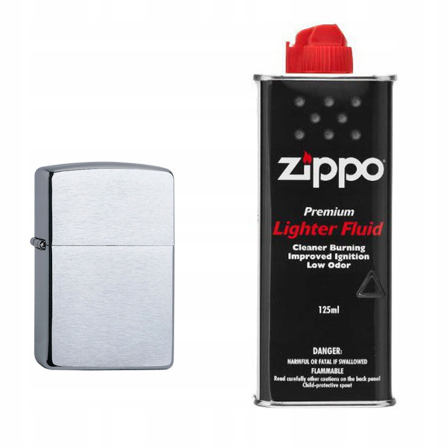 

Zestaw Zippo Zapalniczka Brushed Chrome Benzyna