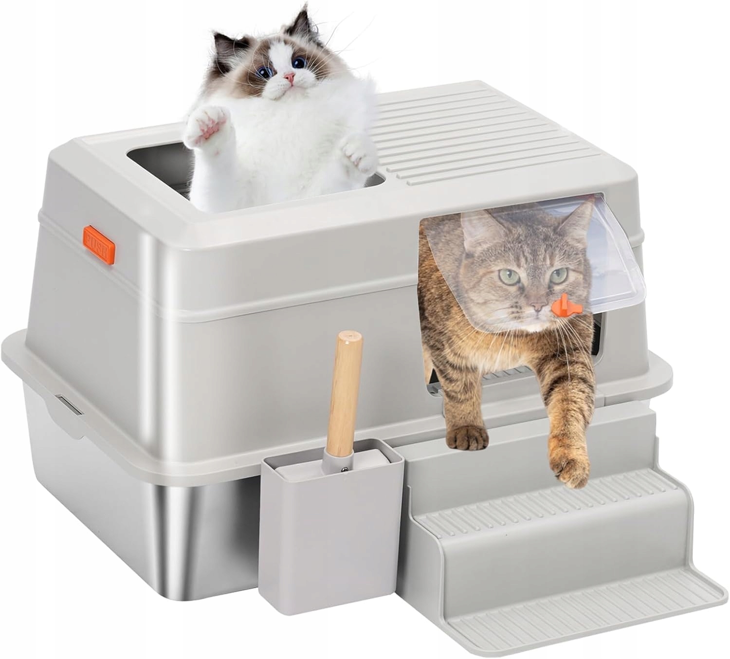 Duża Kuweta Dla Kota XL ze stali nierdzewnej zamknięta 60 x 40 x 38 cm WR34