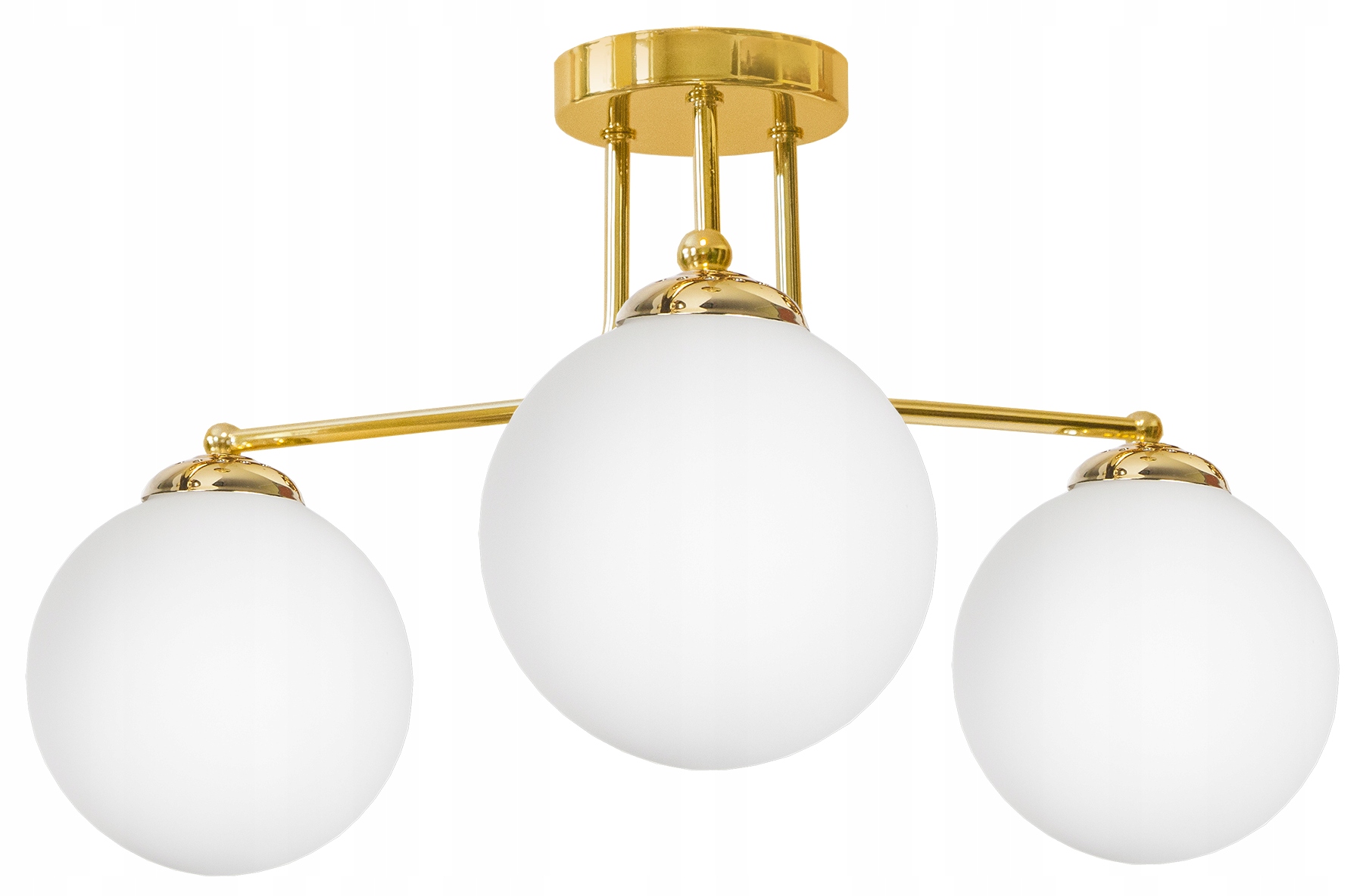 LAMPA WISZĄCA SUFITOWA ŻYRANDOL NOWOCZESNA ZŁOTA BIAŁE KULE LOFT LED