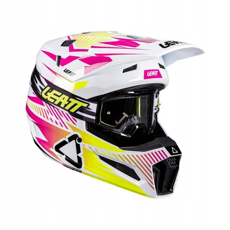 Motocyklová Prilba S Okuliarmi Leatt Kit Moto 3.5 Storm Pink L
