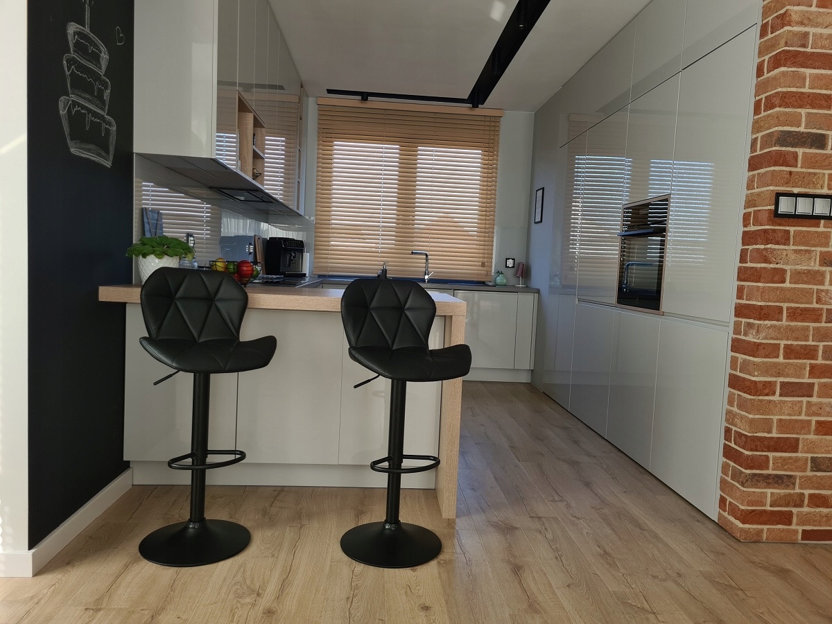 HOKER OBROTOWY KRZESŁO TAPICEROWANE STOŁEK Z OPARCIEM TRENDY LOFT Głębokość mebla 49 cm