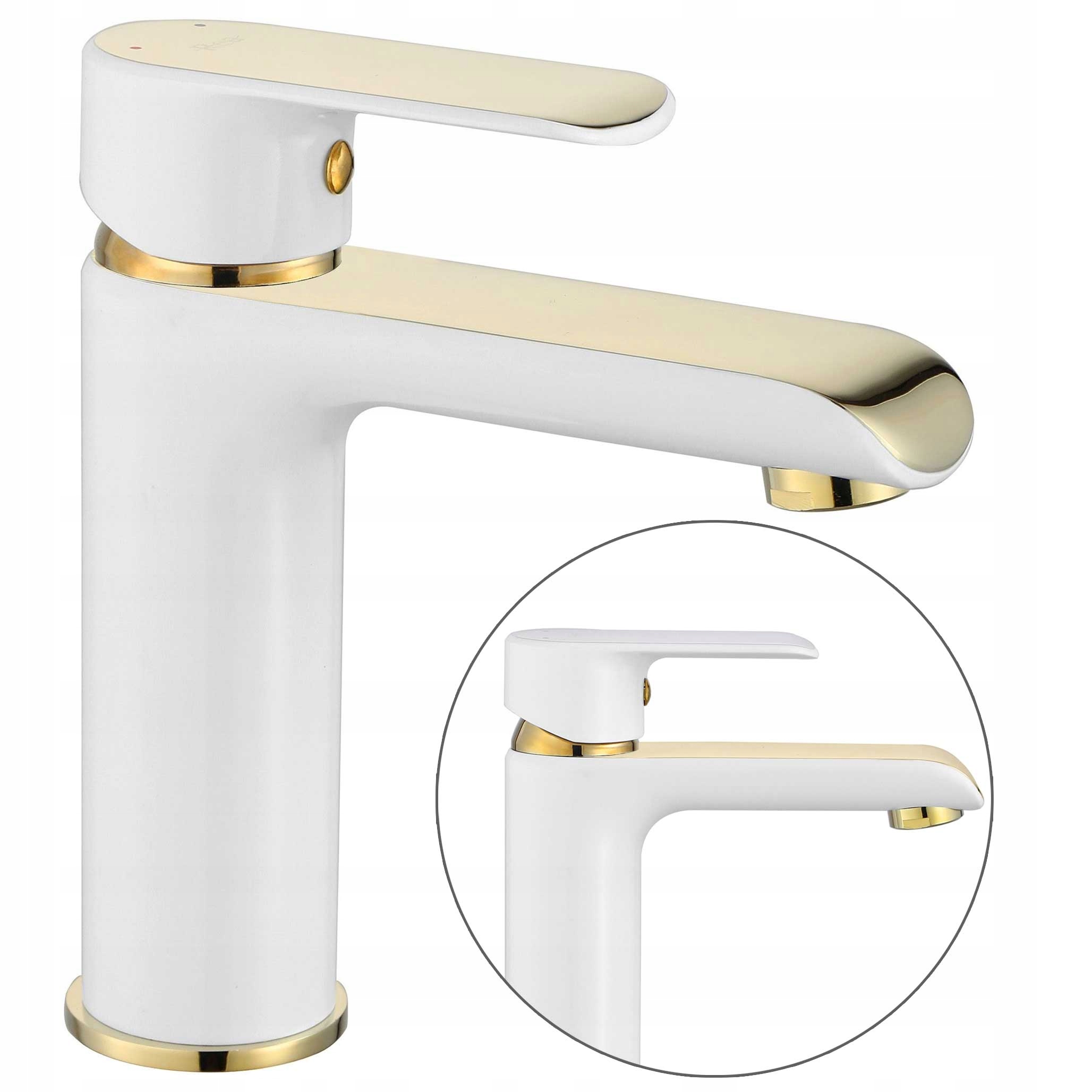 Umyvadlová baterie Bílá Zlatá Nízká pro umyvadlo Rea Bloom Lesk kulatá