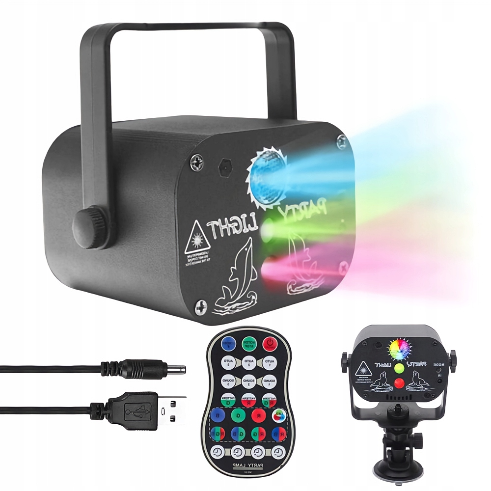 Laserový Projektor Rgb 60 Obrazů, 6 Barev Pozadí S Dálkovým Ovládáním