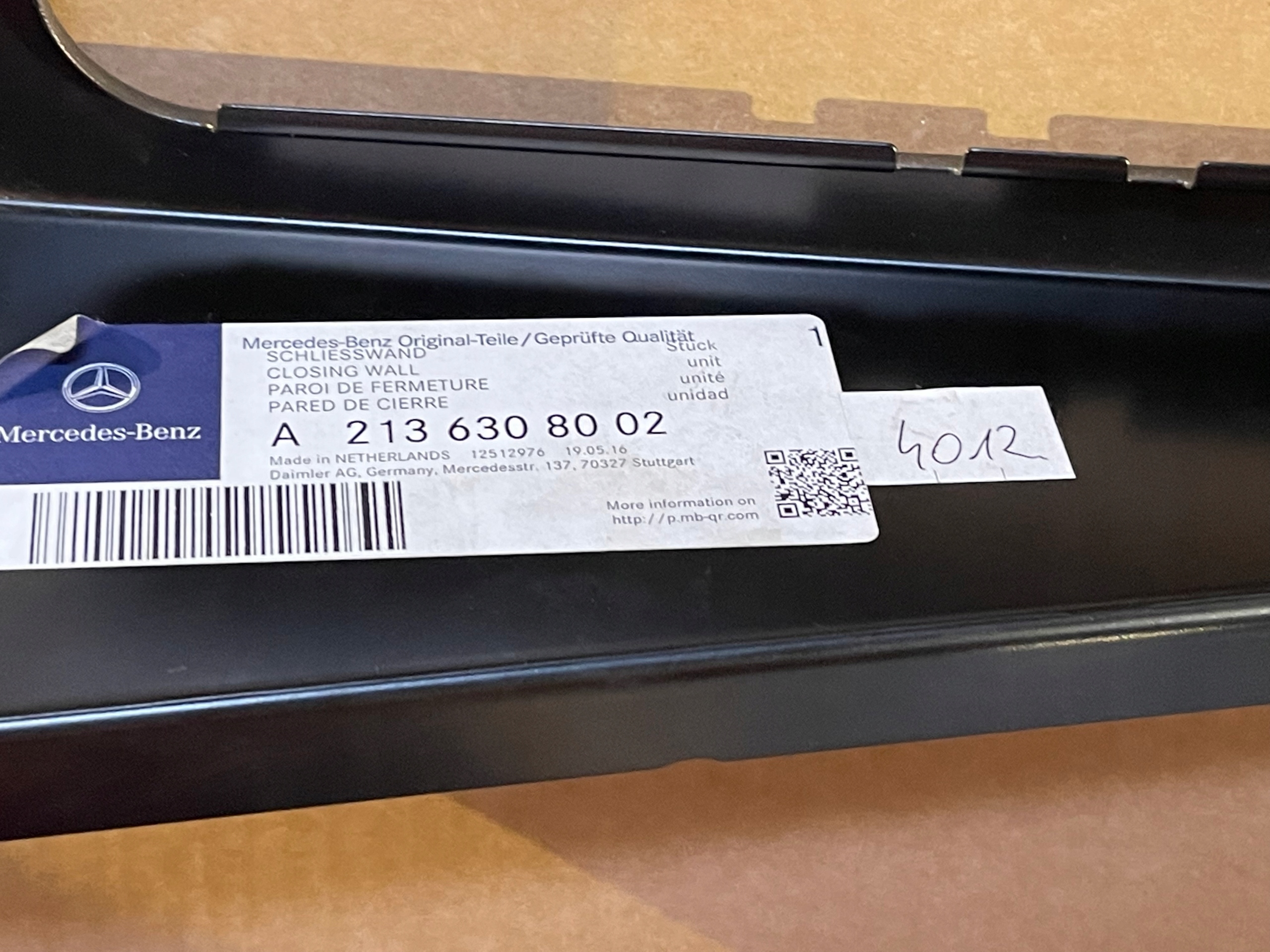 Wspornik tylnej sciany MERCEDES S213 A2136308002 Car type Passenger cars