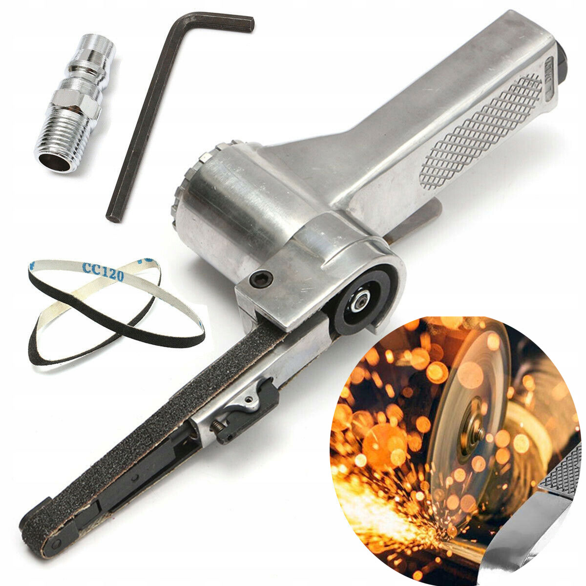 Pneumatická Pásová Bruska 10X330 MM 25 Ks Nekonečná Páska