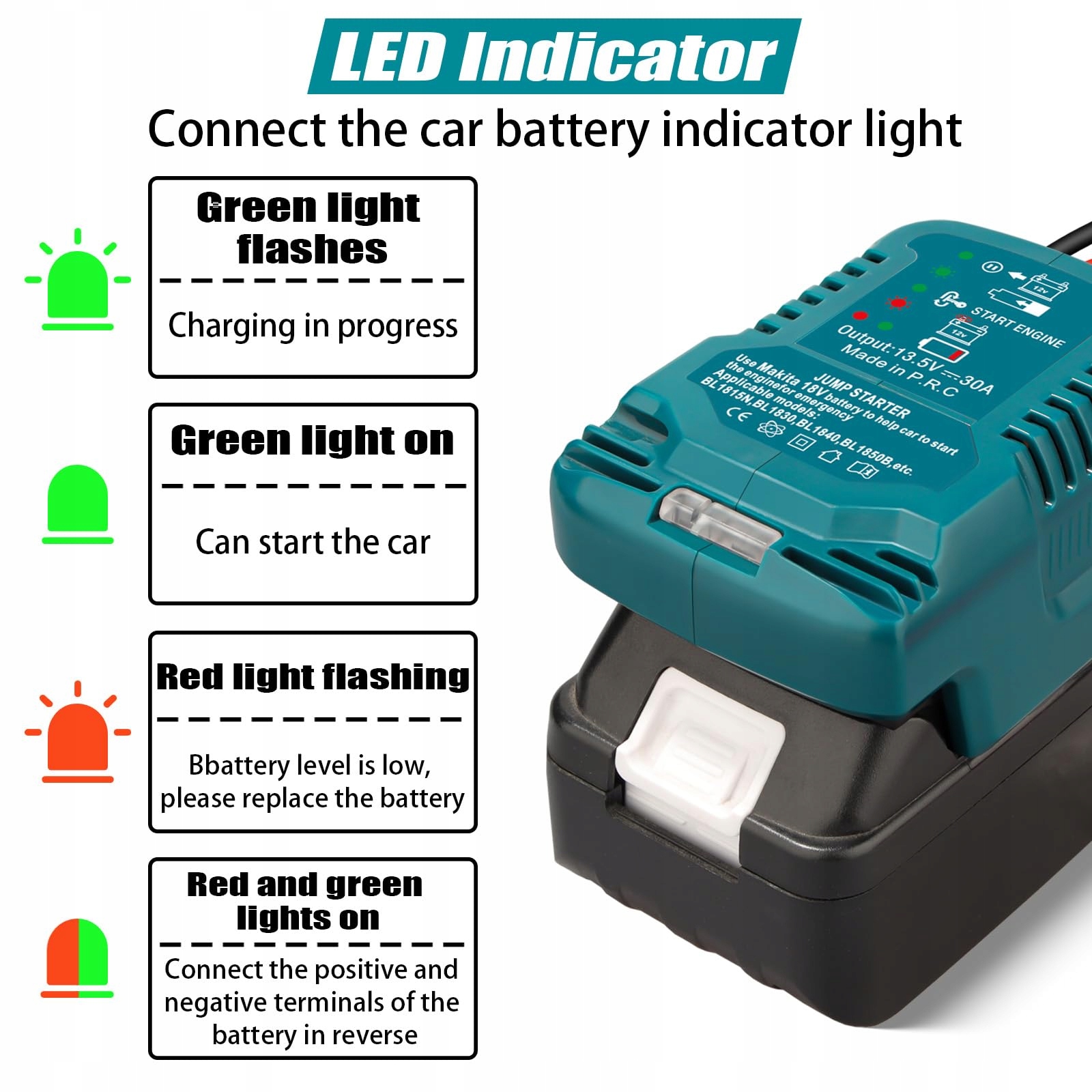 EID Zestaw Adapterów Do Akumulatorów 18V Kabel 11AWG Booster Auto — miniatura 3