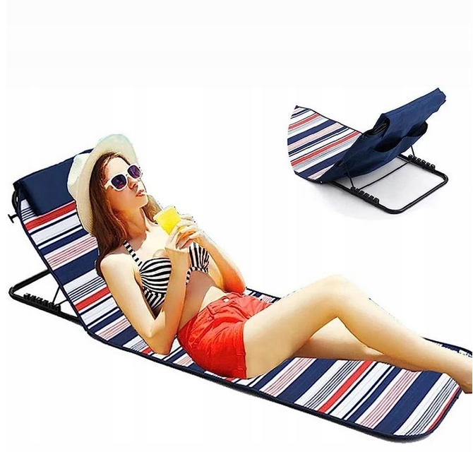 MATA NA PLAŻĘ KOLOR MARYNARSKI SKŁADANA Z OPARCIEM EAN (GTIN) 5905756508174