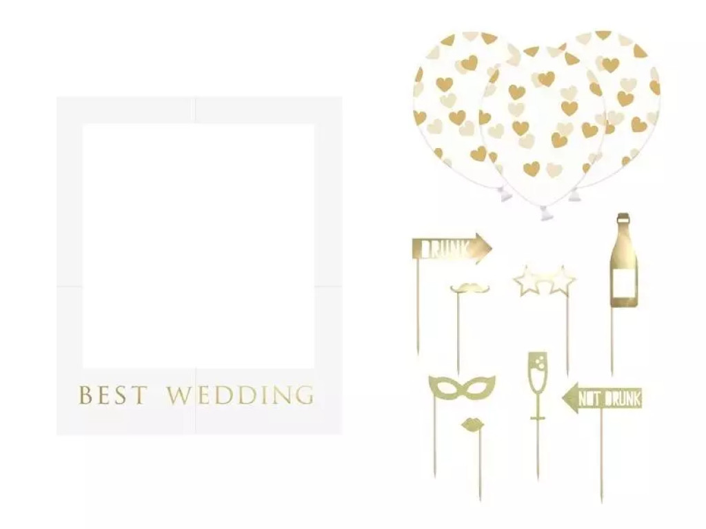 Zestaw z ramką selfie Best Wedding PartyDeco