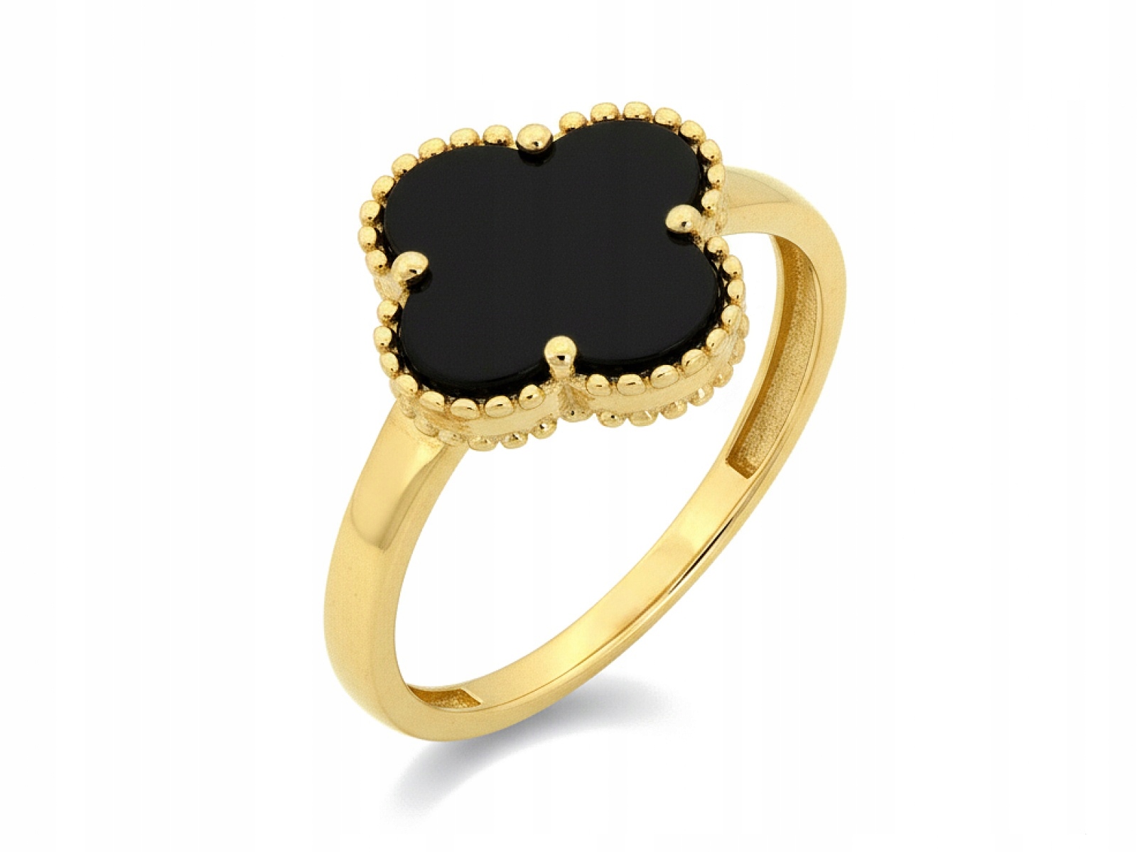 Prstýnek zlatý 585 černý Květ 15r květ z Onyxu 2.42g onyx