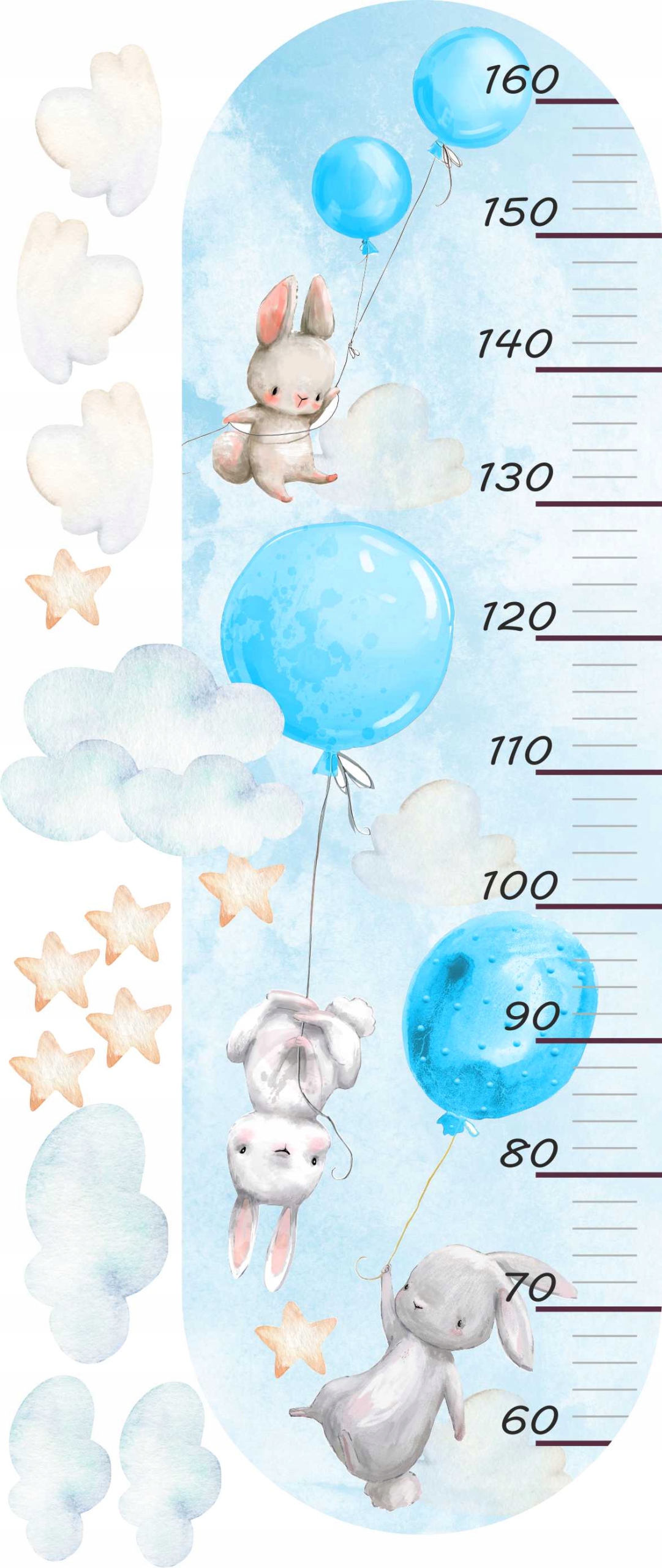 

Miarka Wzrostu naklejka na ścianę balony króliczki