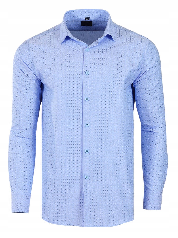 45/46 KOSZULA WZORY BŁĘKITNA DŁUGI RĘKAW