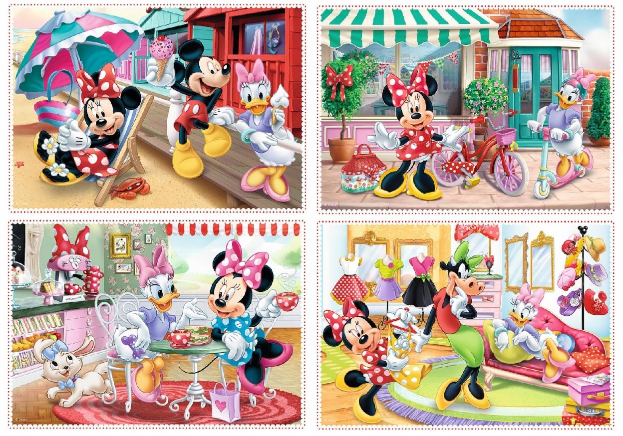 Trefl 12 à 24 Pièces 4 Sets pour Enfants à partir de 3 Ans Puzzle, TR34355,  Minnie avec des Amis Minnie Disney, Minnie mit Freunden Disney Minnie