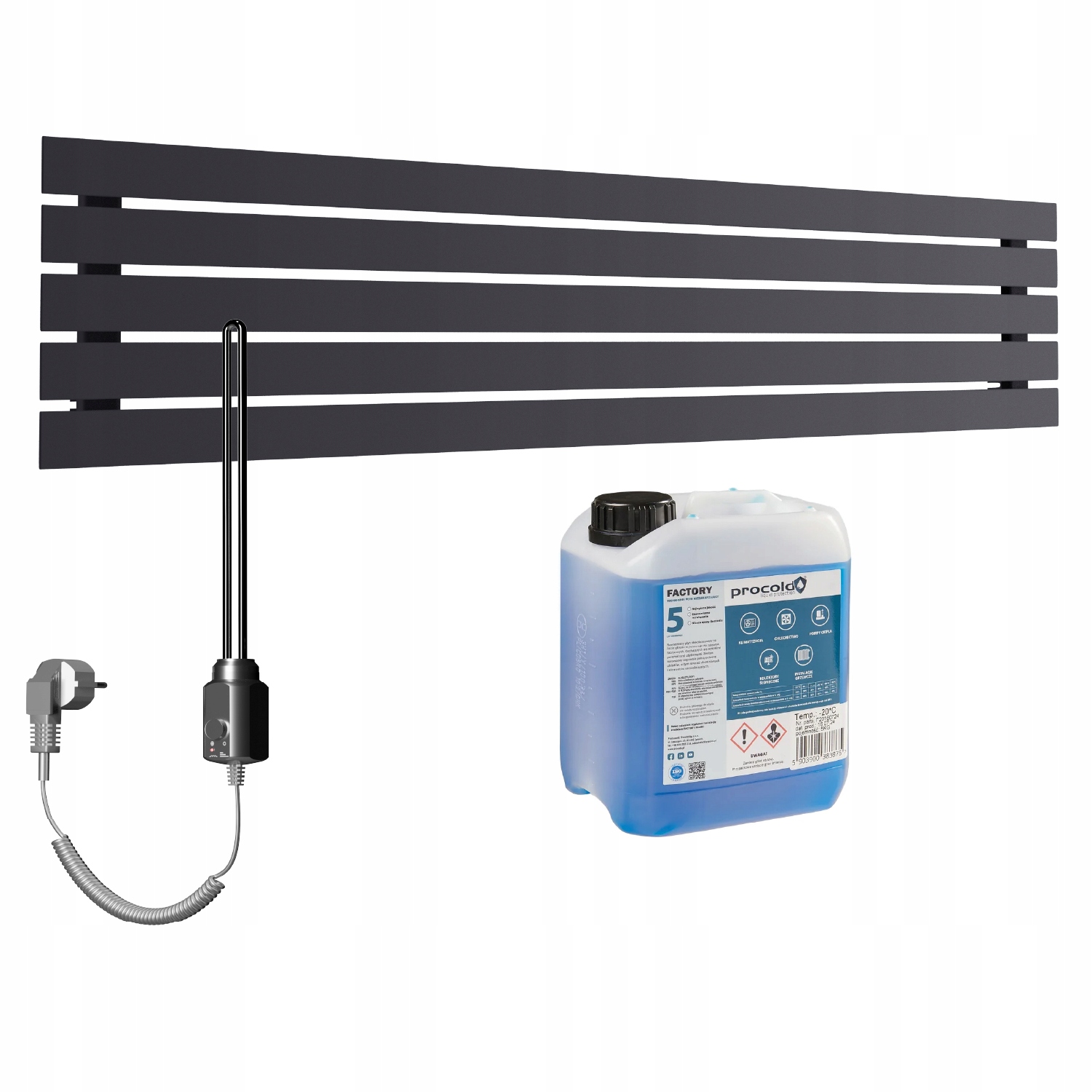 Set Horizontální elektrický ohřívač Bello 38x100 Grafit