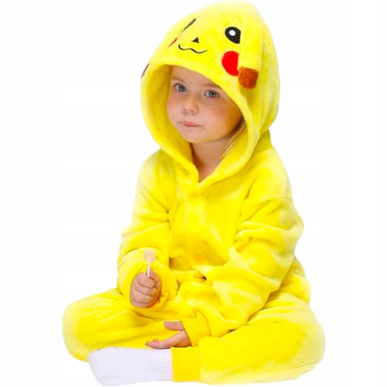 STRÓJ PIKACHU PRZEBRANIE DLA DZIECI POKEMON KOSTIUM PLUSZOWY PIŻAMA r 110CM Rozmiar 128-134