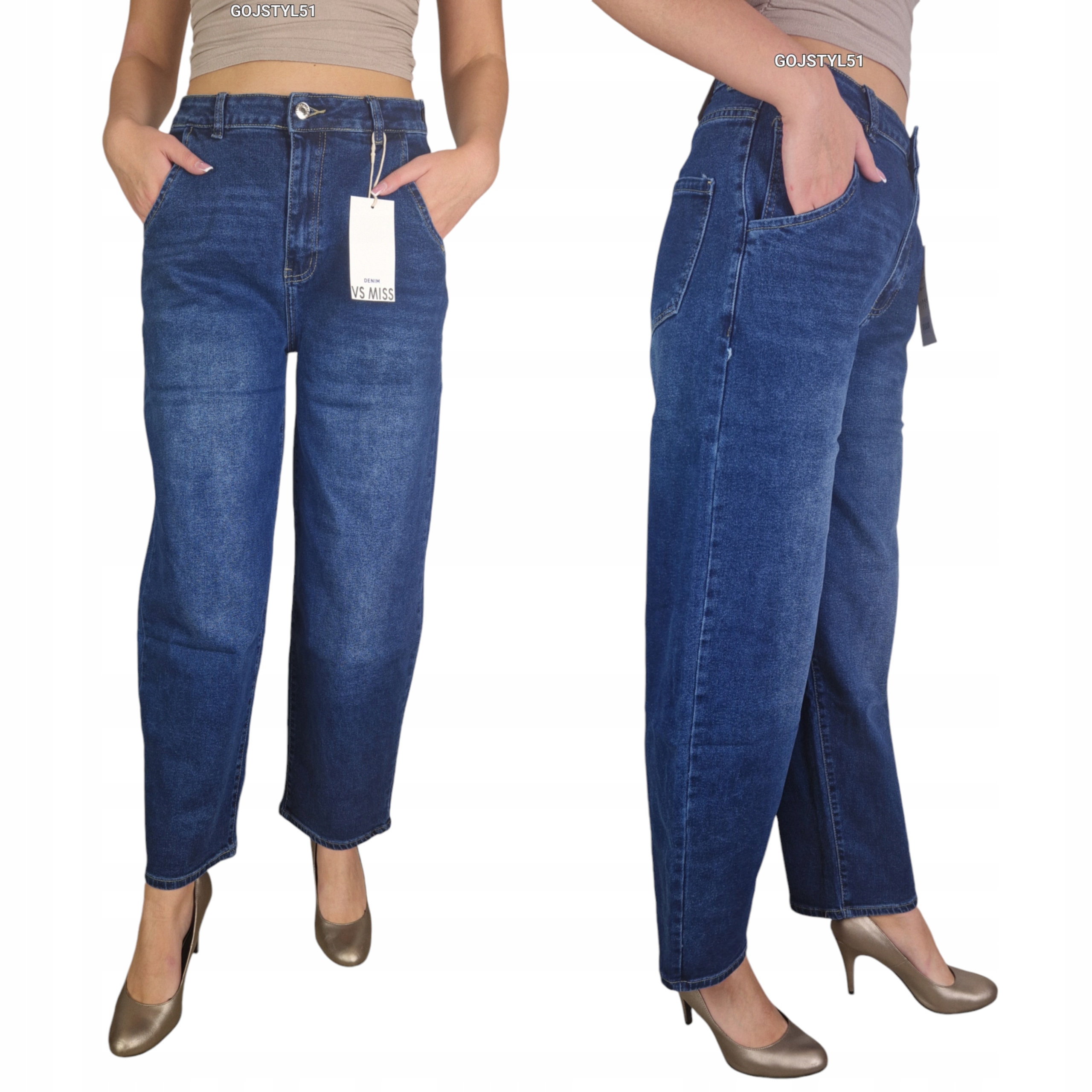 Dámské široké džínové kalhoty Boyfriendy, modré