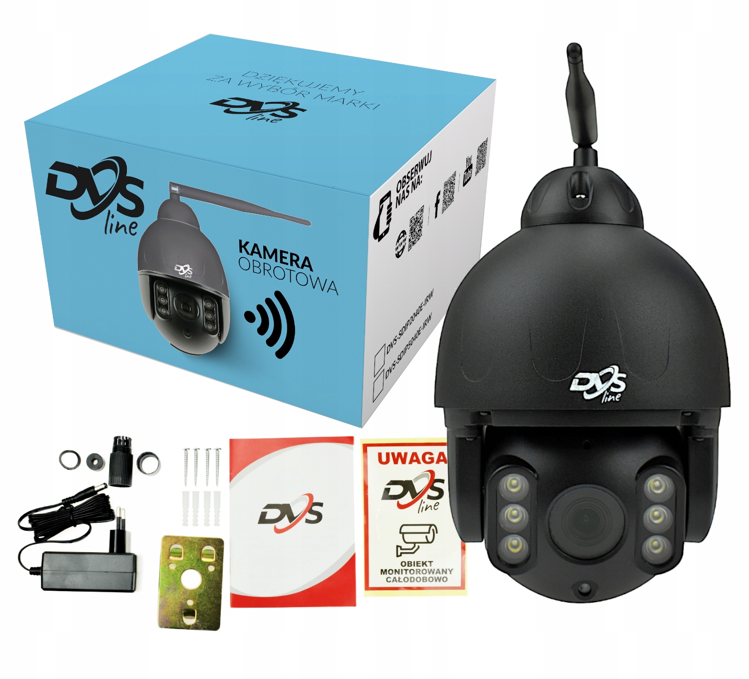 CZARNA ZEWNĘTRZNA KAMERA WIFI OBROTOWA BEZPRZEWODOWA 4K 8X ZOOM 8Mpx AUDIO Marka DVS