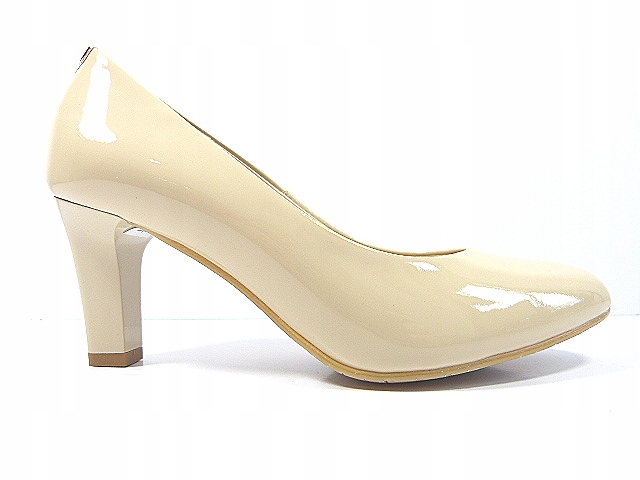 Béžovo-dámské široké pohodlné stabilní polobotky dámské lodičky Sala 37