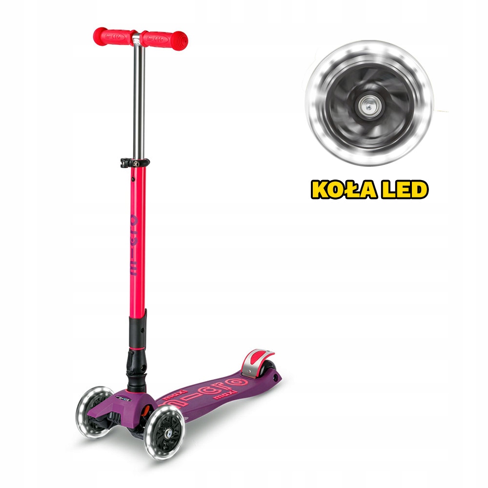 Hulajnoga Maxi Micro Deluxe Led Neon Ultra Pink Foldable Składana MMD228