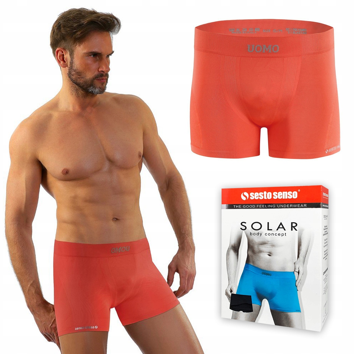 

Bokserki męskie bezszwowe Sesto Senso Solar L/XL