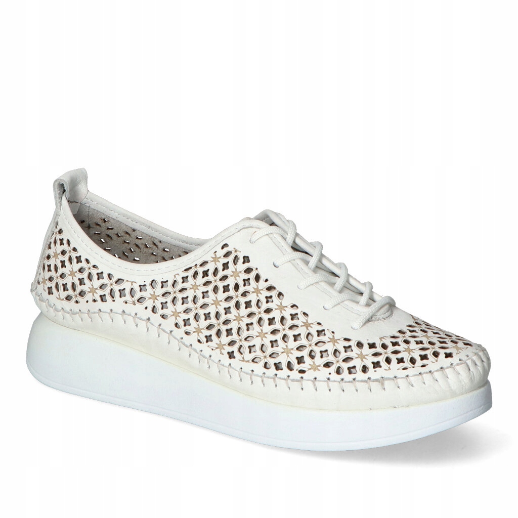 Ažurové polobotky T.Sokolski Bílá kůže Ara 0714 Přírodní šněrovací 40